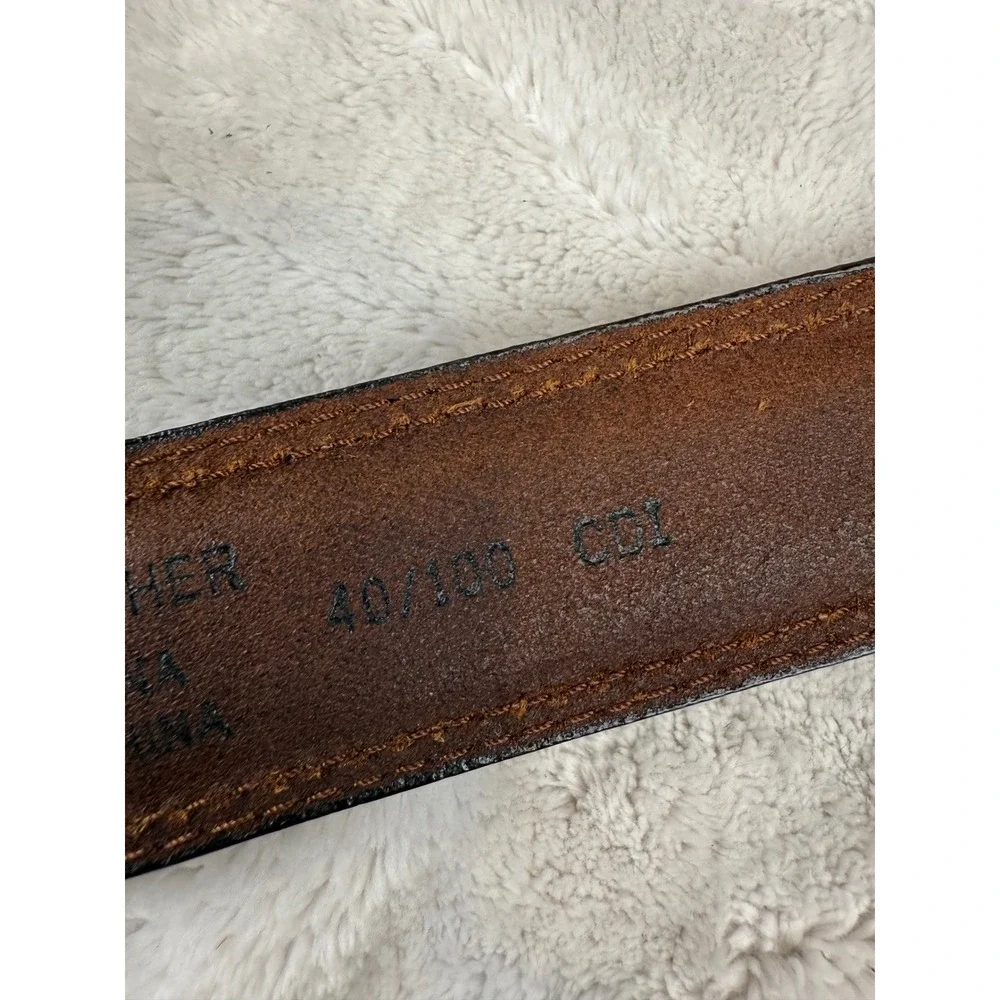 Dockers Mens Brown Genuine Leather Belt‎ Silver Buckle Size 40 CDI
